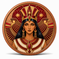 Pièce commémorative de collection en cuivre pur 999 de 1 once, motif Reine Égyptienne, avec portrait égyptien personnalisé, vente en gros