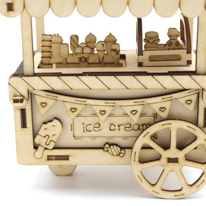 Carrito de helados con base de madera, modelo de juguete educativo para niños de 8 a 13 años, kit de manualidades unisex - Product Image 5