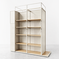 Étagères de présentation de vêtements réglables double face avec panneau latéral perforé, présentoir d'îlot pour la vente au détail, sur mesure