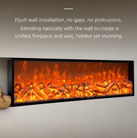 Cheminée électrique linéaire mince encastrable avec chauffage optionnel, effet de flamme réaliste, design moderne