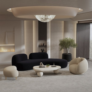 Set di Divani Componibili Contemporanei per Reception con Schienale Arrotondato, Rivestimento in Tessuto Resistente e Facile da Pulire per Soggiorno - Product Image 4
