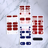 Couleur unie et rayé Salon Nail Wraps DIY Nail Sticker Set 2D Women's Manicure Art Sticker