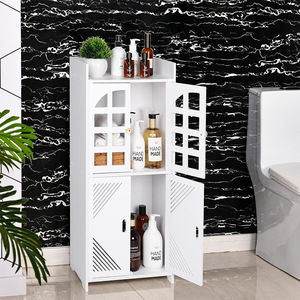 Mueble de Baño con 3 Niveles, Independiente, con Puertas Dobles y Estantes para Organización del Baño - Product Image 4