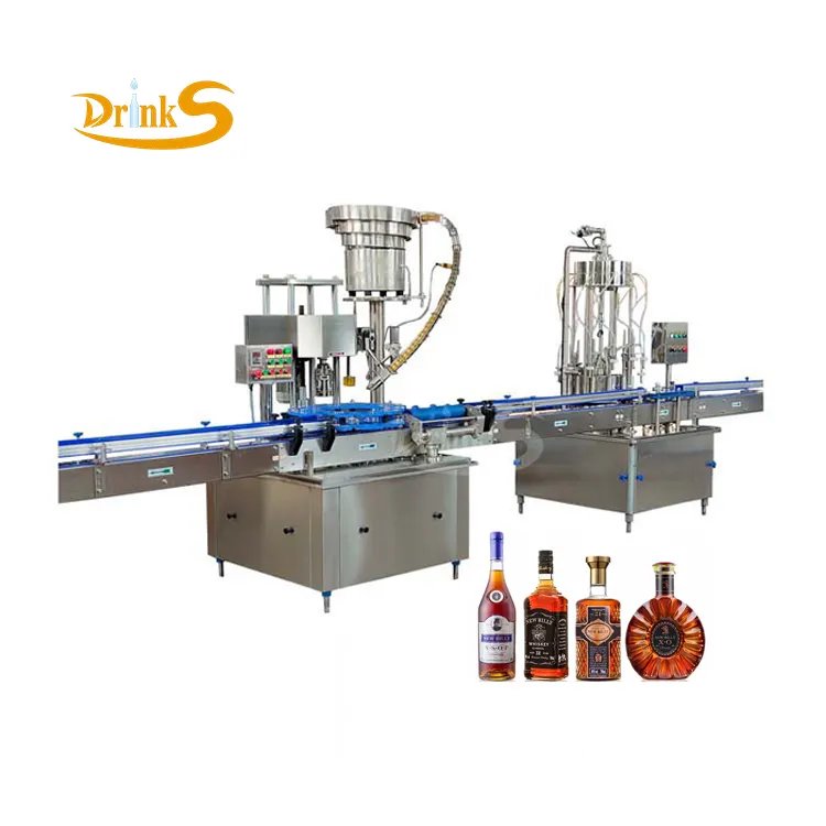 Máquina de llenado de Alcohol para Whisky, equipo de producción de licor de uva y vino espumoso, línea de planta con botella de vidrio