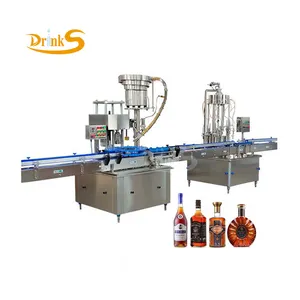 Mesin Pengisi Alkohol untuk Vodka Wiski Anggur Berkilau Minuman Keras Peralatan Produksi Pembotolan Garis Tanaman dengan Botol Kaca