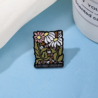 Pin Esmaltado Retro con Diseño de Flor de Margarita, Broche Motivacional con la Frase 'Just Keep Growing'
