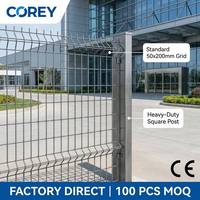 Panneaux de clôture en treillis soudé 3D incurvés, maille 50x200mm, clôture ondulée avec poteaux carrés, vente en gros directe usine