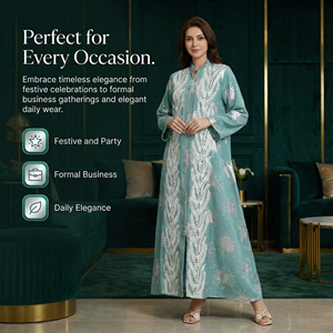 อาบายะห์ผ้าลูกไม้ฟอยล์หรูหราสำหรับผู้หญิง ปิดด้านหน้า แบรนด์ส่วนตัว - Product Image 4