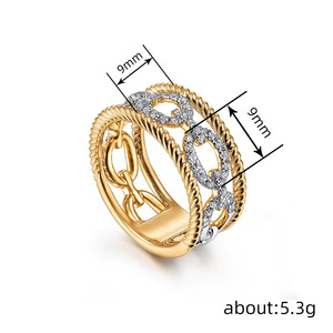 Elegante Anello Traforato Bicolore per Donna, Gioiello da Dito alla Moda - Product Image 5