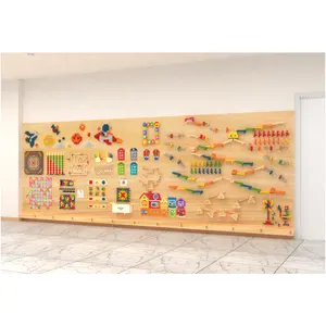 Set di giochi da parete in legno a vapore Set educativo interattivo scuola di asilo nido Unisex al coperto parco divertimenti giocattolo