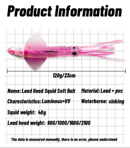 Señuelo de Pesca de Calamar de Plástico Suave de Primera Calidad, 120g-250g, con Cabeza de Plomo para Lanzamiento a Larga Distancia, Cebo para Pesca de Pulpo, Atún y Peces Grandes - Product Image 2