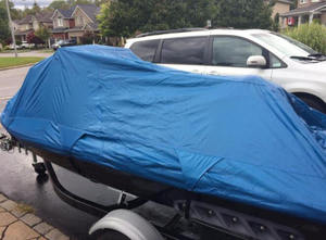 Housse de bateau en forme de V HOTO, résistante, imperméable, anti-UV et anti-déchirure, housse de bateau 600D, tissu Oxford marin - Product Image 4