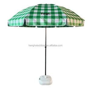 Fabrika toptan açık promosyon 8Ft güneş şemsiyesi tabanı ile taşınabilir katlanır 10 ayaklar özel Logo baskı plaj şemsiyeleri