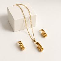 Ensemble de bijoux en acier inoxydable 316L et or 18 carats, motif popcorn granulé, texture anneaux entrelacés, pour femme, personnalisable OEM