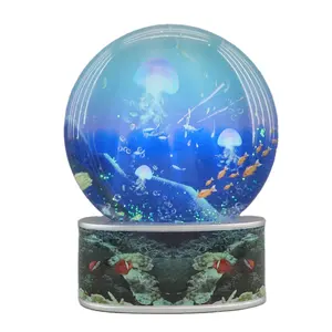 Palla di neve in resina fai da te globo d'acqua 100mm meduse e pesce di vetro palloncino d'argento suola