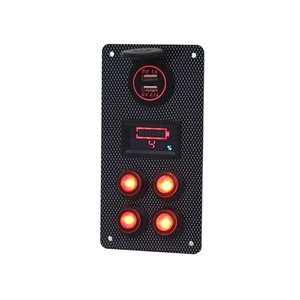 Panel de Interruptores de Botón con LED Rojo de 4 Canales, con Cargador USB Dual y Voltímetro 5V1A 2.1A, Panel de <span class=keywords><strong>Fibra</strong></span> de Carbono Impermeable - Product Image 6
