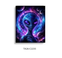 Superbe Tableau sur Toile Style Féminin, Peinture sur Toile Alien UFO Camping Tendance pour Décoration Murale