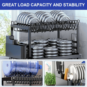 Küchen arbeits platte Metall 2 Tier Besteck regal Hot Selling Geschirr Geschirr Abtropffläche Trockner Großhandel Teller Geschirr korb mit Tablett - Product Image 3