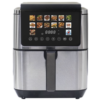 Friteuse à air 9L entièrement en acier inoxydable, 14 préréglages, affichage numérique LCD visible, double chauffage carré pour cuisson sans huile