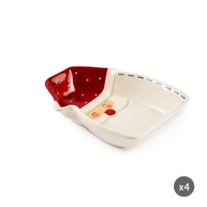 Set di 4 Ciotole in Ceramica a Forma di Pupazzo di Neve Excelsa 168xH45x12,8 cm Bianco e Rosso - Product Image 3