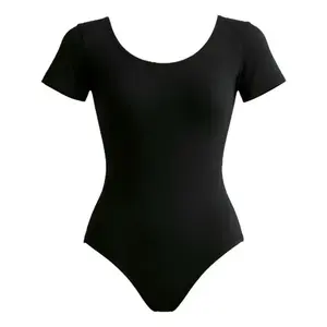 Body da Danza per Bambina a Maniche Corte in Cotone Nero con Tutù per Pratica di Balletto - Product Image 6