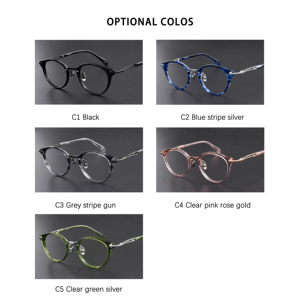 Montura de Gafas Redonda Transparente Rosa de Titanio Ligero con Detalles Dorados para Uso Diario en la Oficina, Estilo Moderno, Gran Venta - Product Image 2