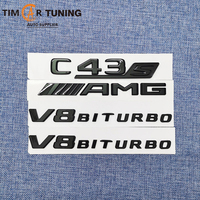Ensemble d'emblèmes noirs style AMG pour coffre arrière Mercedes-Benz C43 C43s C63 C63s, avec logo latéral AMG 4MATIC et BITURBO