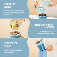 Bocal alimentaire isotherme portable double couche 650 ml en acier inoxydable 304 avec cuillère pliable, anti-fuite, pour flocons d'avoine et yaourt