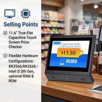 Vérificateur de prix avec écran tactile 11,6 pouces Windows/Android, Wifi intégré, lecteur de codes-barres 2D pour supermarché
