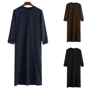 Nueva Abaya Informal de Algodón para Hombres Musulmanes de Oriente Medio, Color Sólido, Ropa Étnica Árabe de Dubái - Product Image 1