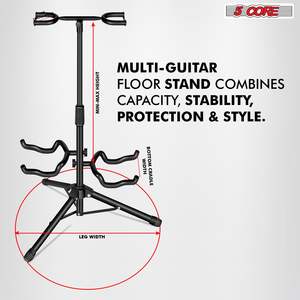 Soporte doble para guitarra acústica y eléctrica, soporte de suelo de metal duradero con acabado mate, diseño plegable, Universal N - Product Image 3