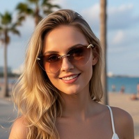 Lunettes de soleil élégantes pour femmes, style œil de chat, sans monture, UV400, avec branches en métal, tendance