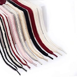 HF 2023 Beige Wheat <b>Braided</b> Flat Shoelaces 15mm Width New Twist Polyester Weave - Product Image 1
