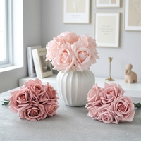 Bouquet de roses en soie au toucher réel, fleurs artificielles, bouquet floral artificiel pour mariage, décoration de table à la maison
