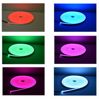 Bande lumineuse néon RGB 5 mètres, kit 12V en silicone avec contrôleur IR, alimentation et clips de fixation, certifiée CE RoHS pour la décoration intérieure