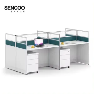 Sencoo مكتب خشبي مكاتب مزدوجة للعمل مع وحدات مكتبية ومركز عمل مع أدراج
