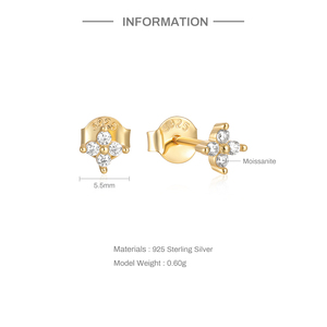 Aretes de Plata de Ley S925 con Diseño Floral y Moissanita Blanca para Niñas, CANNER, Verano - Product Image 5