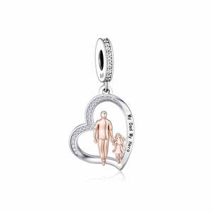 Passend für Original-Armband Halskette 925 Sterling Silber Vater und Tochter Ewige Liebe Perlen-Charm für Schmuckherstellung Vatertag - Product Image 3