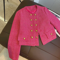 Manteau court vintage polyvalent pour femme, style automne, double boutonnage, boutons dorés, coupe élégante