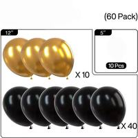 Ballons en latex brillant noir et or métallisé de 5 et 10 pouces, pour Halloween, anniversaire, mariage, Saint-Valentin, fête de remise de diplôme, ensemble de décoration