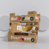Boîte à fruits en carton gaufré recyclable avec impression pastèque et conception empilable pour la distribution en gros de fruits et l'utilisation au détail