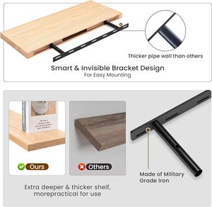 Rắn Nổi Kệ Sâu Gỗ Tự Nhiên Kệ Nhiệm Vụ Nặng Nề Khung Phòng Tắm Phòng Ngủ Nhà Bếp <span class=keywords><strong>2</strong></span> Bộ Bằng Gỗ Tự Nhiên Kệ - Product Image 5