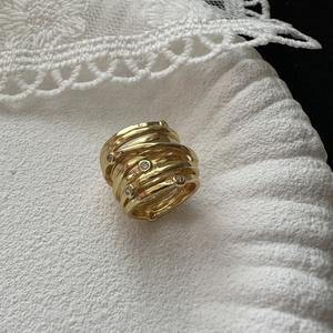 Anillos de Moda de Plata de Ley S925 con Colgante de Múltiples Líneas, Estilo Arquitectónico Neutral Simple Retro Francés, Diseño de Nicho Medieval con Circonita - Product Image 4