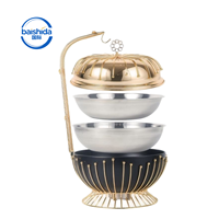 Élégant Réchaud de Luxe Rond en Acier Inoxydable Doré 8L avec Conception Anti-Blocage et Chauffage à l'Alcool par Fil Vertical pour la Restauration