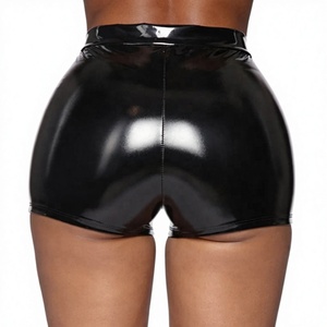Shorts sexy pour femmes, brillants, élastiques, <span class=keywords><strong>taille</strong></span> <span class=keywords><strong>haute</strong></span>, en similicuir PU brillant, coupe slim, pour la danse, clubwear, mini-shorts - Product Image 2