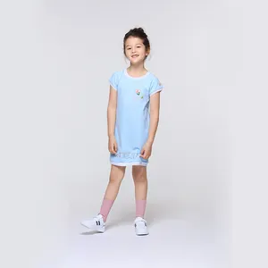 Ropa informal de manga corta sin mangas para niños y niñas, vestido de verano con bordado Floral