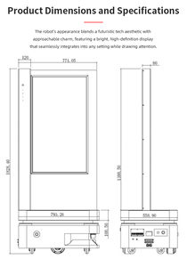 หุ่นยนต์โฆษณาอัจฉริยะในอาคาร Reeman พร้อมหน้าจอสัมผัส LCD ระบบเสียง AI ตัวเครื่องโลหะสีขาว สำหรับใช้งานเชิงพาณิชย์ - Product Image 2