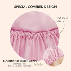 Gorro de Ducha de Satén de Doble Capa de Lujo, Impermeable, Protección para el Cabello, Elástico, Reutilizable y Antiencrespamiento - Product Image 3