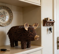 Escultura de Cerdo de Madera Hecha a Mano para Decoración del Hogar, Fabricada en Fábrica