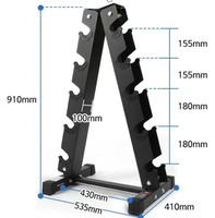 Support d'haltères en acier robuste 5 niveaux Home Gym Exercice Fitness Stockage multifonctionnel Support de poids à cinq couches Support d'haltères